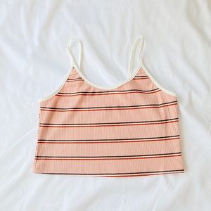 pink striped crop tank